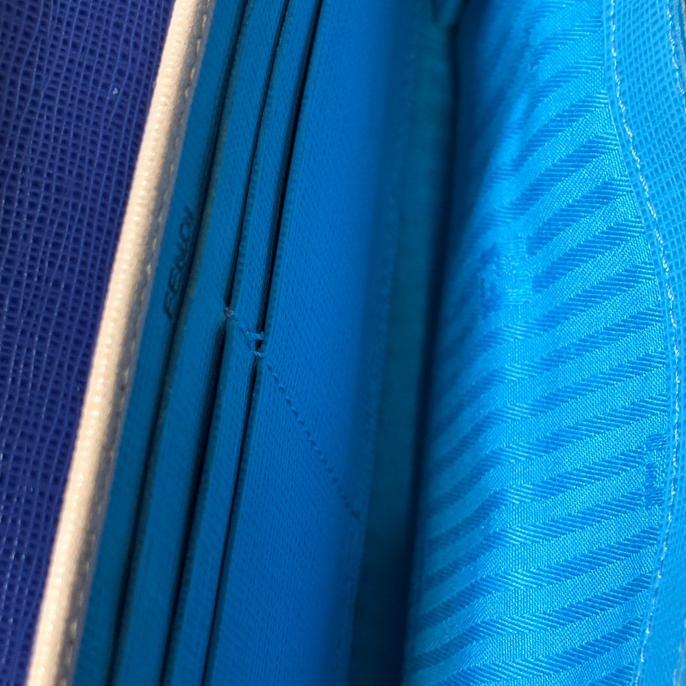 Fendi Rainbow Colorblock Leather Continental Wallet Blue & Pink GUC - Picture 9 of 12